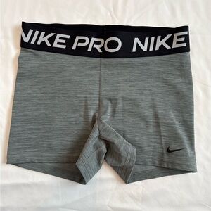 Nike Pro Women’s Grey Compression Shorts with Black Waistband Size Medium